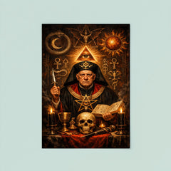 Aleister Crowley ceremonial portrait with occult symbols poster 8