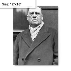 Aleister Crowley metal print on a plain backdrop in size 12"x16".