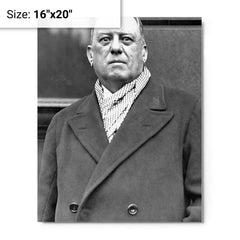 Aleister Crowley metal print on a plain backdrop in size 16"x20".
