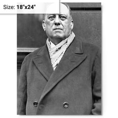 Aleister Crowley metal print on a plain backdrop in size 18"x24".