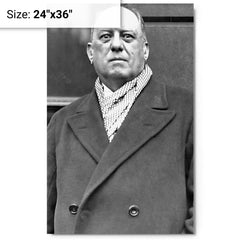Aleister Crowley metal print on a plain backdrop in size 24"x36".