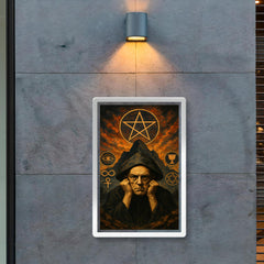 Aleister Crowley mountain occult portrait with ritual symbols poster 2