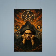 Aleister Crowley mountain occult portrait with ritual symbols poster 9