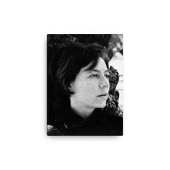 Alejandra Pizarnik canvas print on a plain backdrop in size 12"x16".
