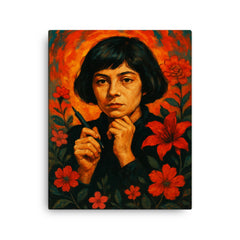 Alejandra Pizarnik canvas print on a plain backdrop in size 16"x20".