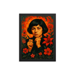 Alejandra Pizarnik framed print on a plain backdrop in size 12"x16".