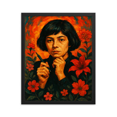 Alejandra Pizarnik framed print on a plain backdrop in size 16"x20".
