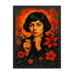 Alejandra Pizarnik framed print on a plain backdrop in size 18"x24".