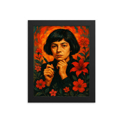 Alejandra Pizarnik framed print on a plain backdrop in size 8"x10".