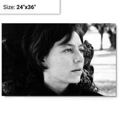 Alejandra Pizarnik metal print on a plain backdrop in size 24"x36".