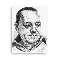 Alejo Carpentier canvas print on a plain backdrop in size 18"x24".