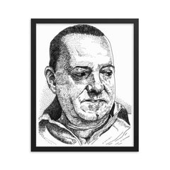 Alejo Carpentier framed print on a plain backdrop in size 16"x20".