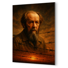 Aleksandr Solzhenitsyn barbed wire horizon metal print mockup