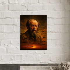 Aleksandr Solzhenitsyn barbed wire horizon metal print mockup
