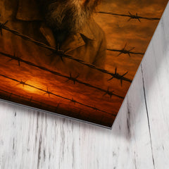 Aleksandr Solzhenitsyn barbed wire horizon metal print mockup