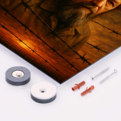 Aleksandr Solzhenitsyn barbed wire horizon metal print mockup