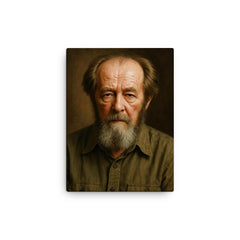 Aleksandr Solzhenitsyn portrait canvas print on a plain backdrop in size 12"x16".