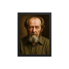 Aleksandr Solzhenitsyn portrait framed print on a plain backdrop in size 12"x16".
