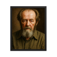 Aleksandr Solzhenitsyn portrait framed print on a plain backdrop in size 16"x20".