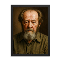 Aleksandr Solzhenitsyn portrait framed print on a plain backdrop in size 18"x24".