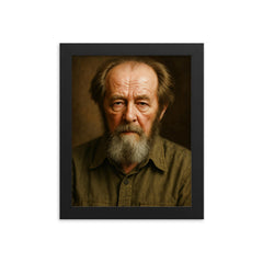 Aleksandr Solzhenitsyn portrait framed print on a plain backdrop in size 8"x10".