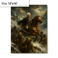 Aleksandr Suvorov crossing the Alps with ragged troops metal print on a plain backdrop in size 12"x16".