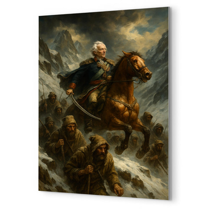 Aleksandr Suvorov crossing the Alps with ragged troops metal print mockup