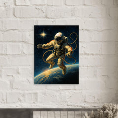 Aleksei Leonov spacewalk over Earth’s curve metal print mockup