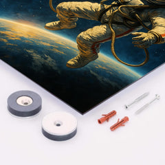 Aleksei Leonov spacewalk over Earth’s curve metal print mockup