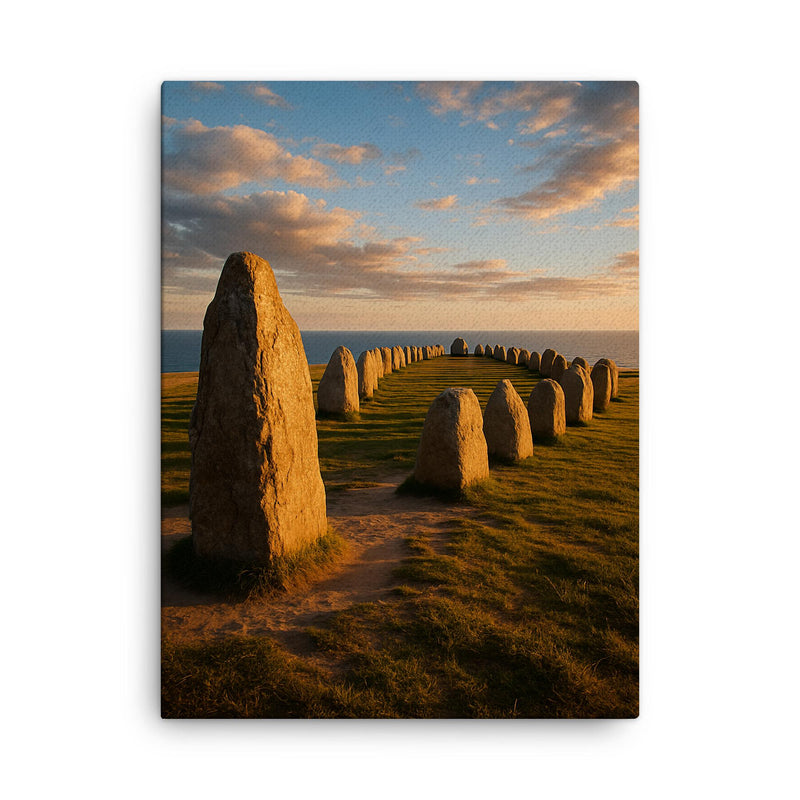 Ales Stenar Sweden canvas print on a plain backdrop in size 18