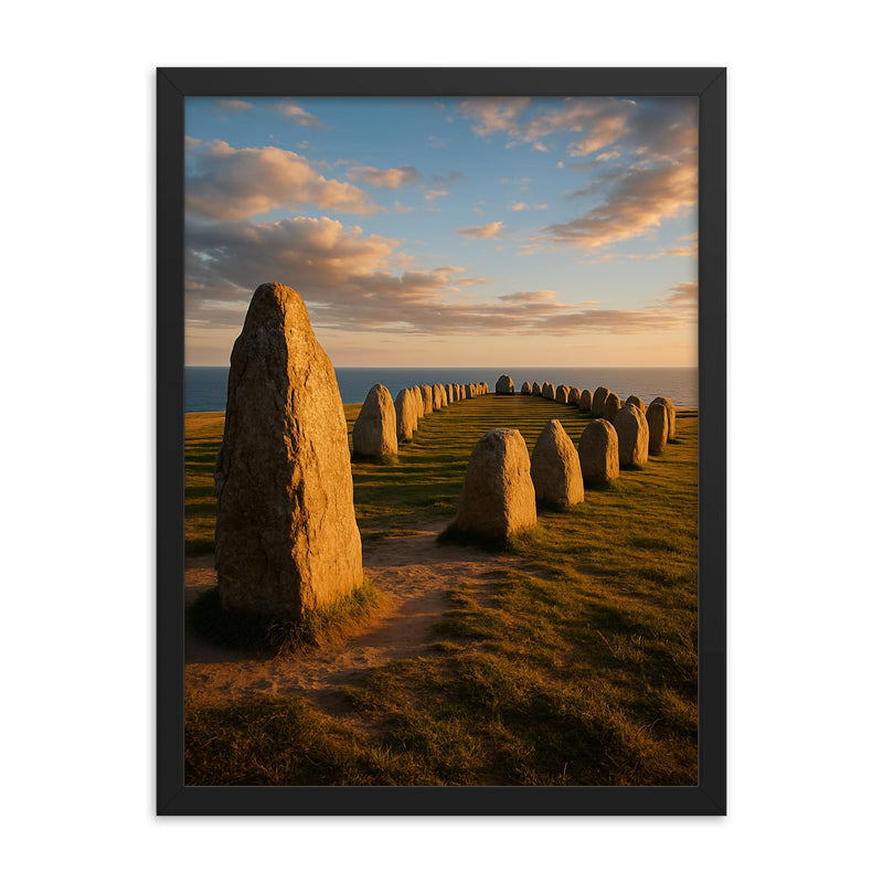 Ales Stenar Sweden framed print on a plain backdrop in size 18