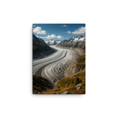Aletsch Glacier Switzerland canvas print on a plain backdrop in size 12"x16".