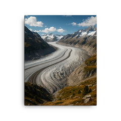 Aletsch Glacier Switzerland canvas print on a plain backdrop in size 16"x20".