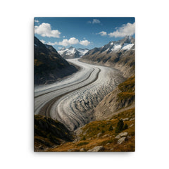Aletsch Glacier Switzerland canvas print on a plain backdrop in size 18"x24".