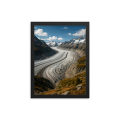 Aletsch Glacier Switzerland framed print on a plain backdrop in size 12"x16".