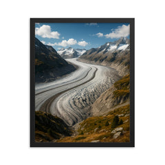 Aletsch Glacier Switzerland framed print on a plain backdrop in size 16"x20".