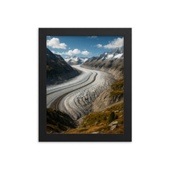 Aletsch Glacier Switzerland framed print on a plain backdrop in size 8"x10".