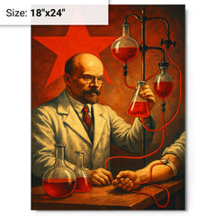 Alexander Bogdanov red star transfusion laboratory metal print on a plain backdrop in size 18"x24".