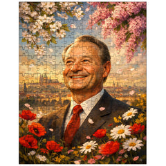 Alexander Dubcek beneath Prague Spring flowers jigsaw puzzle