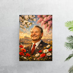 Alexander Dubcek beneath Prague Spring flowers poster 7