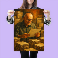 Alexander Grothendieck among stacks of manuscripts poster 3