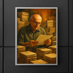 Alexander Grothendieck among stacks of manuscripts poster 5