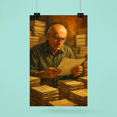 Alexander Grothendieck among stacks of manuscripts poster 6