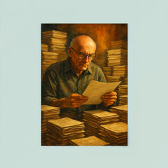 Alexander Grothendieck among stacks of manuscripts poster 8