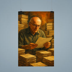 Alexander Grothendieck among stacks of manuscripts poster 9