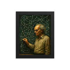 Alexander Grothendieck chalkboard storm of categories and arrows framed print on a plain backdrop in size 8"x10".