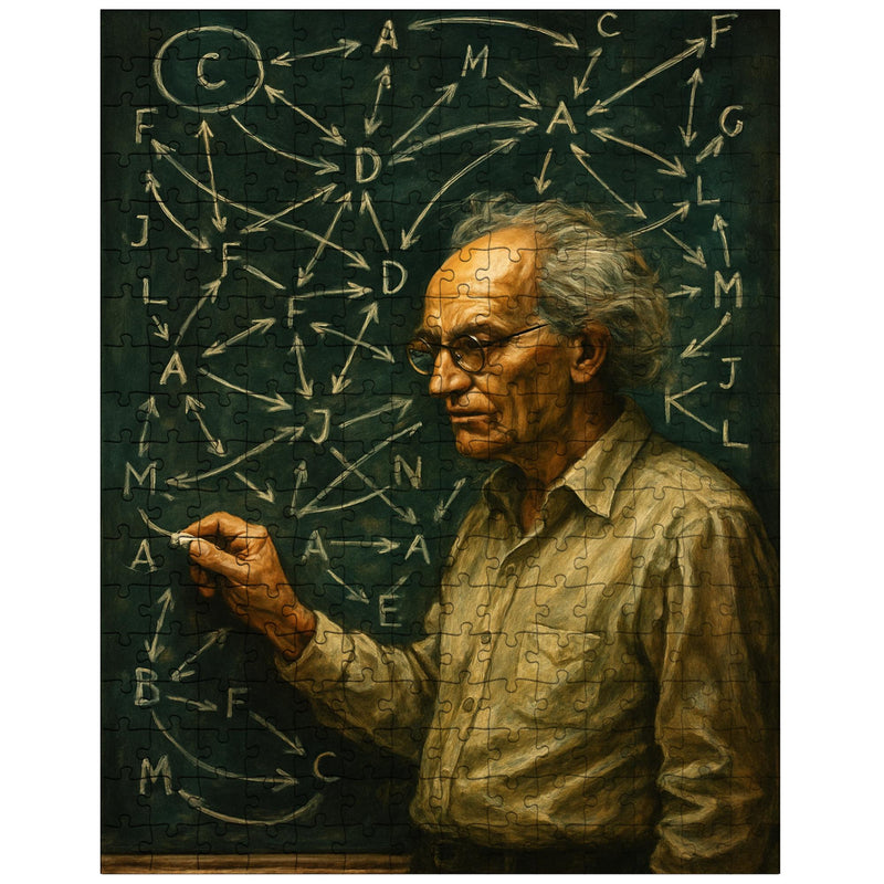 Alexander Grothendieck chalkboard storm of categories and arrows jigsaw puzzle