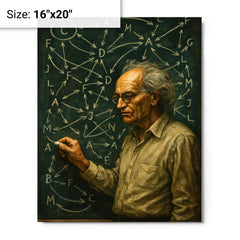 Alexander Grothendieck chalkboard storm of categories and arrows metal print on a plain backdrop in size 16"x20".