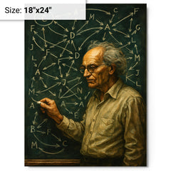 Alexander Grothendieck chalkboard storm of categories and arrows metal print on a plain backdrop in size 18"x24".