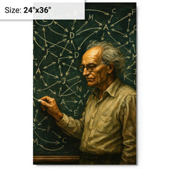 Alexander Grothendieck chalkboard storm of categories and arrows metal print on a plain backdrop in size 24"x36".
